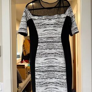 Joseph Ribkoff Monochrome Patterned Dress